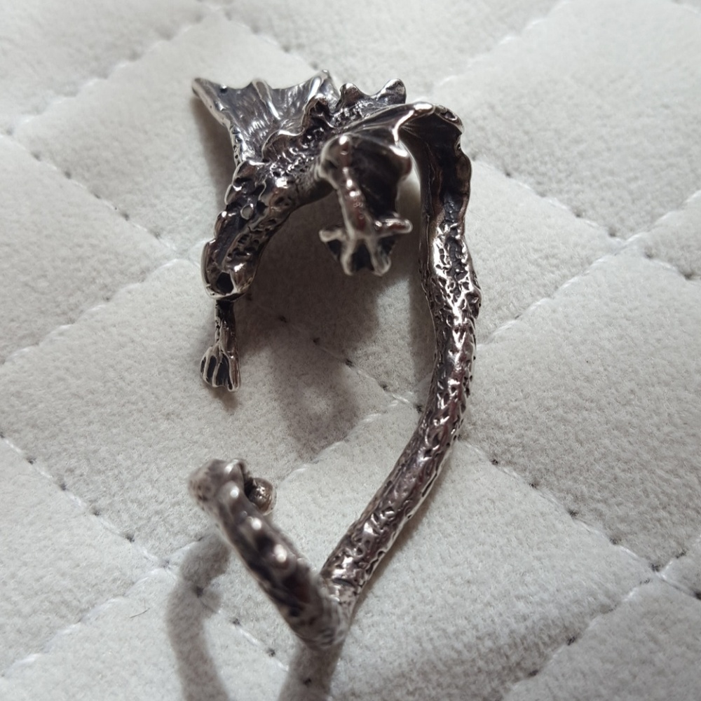 Vintage cast metal dragon earcuff